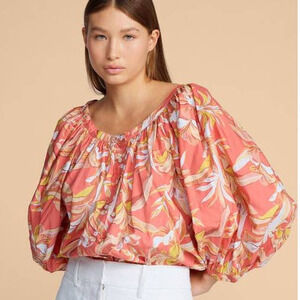 MIKOH Cotton 3/4 Sleeve Lindi Top Orange Papaya Bora Bora Medium NEW Hawaiian